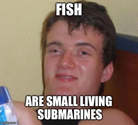 10 Guy Meme | FISH ARE SMALL LIVING SUBMARINES | image tagged in memes,10 guy,fish | made w/ Imgflip meme maker