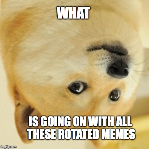 It's already gotten old | WHAT IS GOING ON WITH ALL THESE ROTATED MEMES | image tagged in memes,doge,funny,true,true story | made w/ Imgflip meme maker