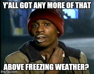 y'all got any more of them | Y'ALL GOT ANY MORE OF THAT ABOVE FREEZING WEATHER? | image tagged in y'all got any more of them,AdviceAnimals | made w/ Imgflip meme maker