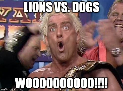 Flaire3 | LIONS VS. DOGS WOOOOOOOOOO!!!! | image tagged in flaire3 | made w/ Imgflip meme maker