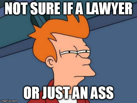 Futurama Fry Meme | NOT SURE IF A LAWYER OR JUST AN ASS | image tagged in memes,futurama fry | made w/ Imgflip meme maker