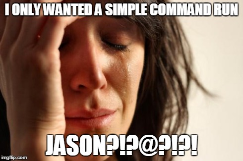 I ONLY WANTED A SIMPLE COMMAND RUN JASON?!?@?!?! | image tagged in memes,first world problems | made w/ Imgflip meme maker
