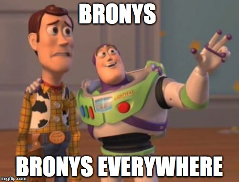 X, X Everywhere | BRONYS BRONYS EVERYWHERE | image tagged in memes,x x everywhere | made w/ Imgflip meme maker