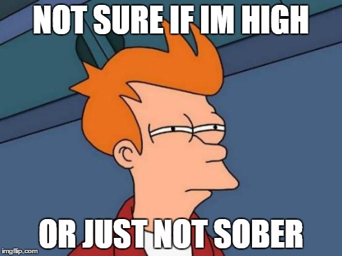 Futurama Fry | NOT SURE IF IM HIGH OR JUST NOT SOBER | image tagged in memes,futurama fry | made w/ Imgflip meme maker