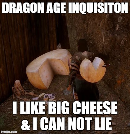 DRAGON AGE INQUISITON I LIKE BIG CHEESE & I CAN NOT LIE | image tagged in dragon age inquistion | made w/ Imgflip meme maker