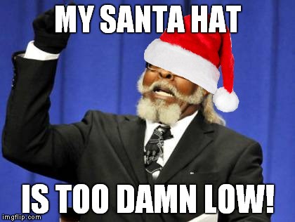 Merry Christmas | MY SANTA HAT IS TOO DAMN LOW! | image tagged in memes,too damn high | made w/ Imgflip meme maker