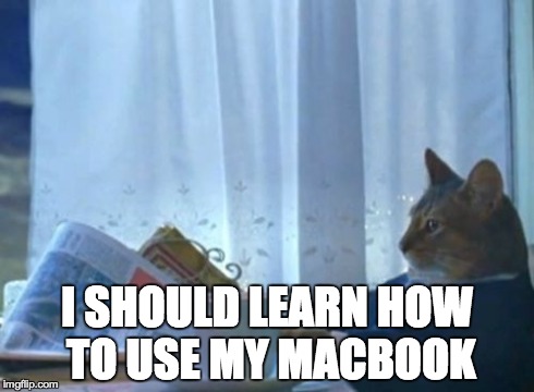 I Should Buy A Boat Cat | I SHOULD LEARN HOW TO USE MY MACBOOK | image tagged in memes,i should buy a boat cat | made w/ Imgflip meme maker