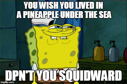 Don't You Squidward | YOU WISH YOU LIVED IN A PINEAPPLE UNDER THE SEA DPN'T YOU SQUIDWARD | image tagged in memes,dont you squidward | made w/ Imgflip meme maker