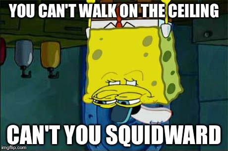 Don't You Squidward Meme | YOU CAN'T WALK ON THE CEILING CAN'T YOU SQUIDWARD | image tagged in memes,dont you squidward | made w/ Imgflip meme maker