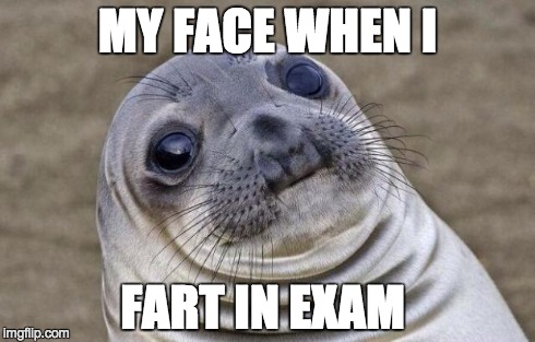 Awkward Moment Sealion | MY FACE WHEN I FART IN EXAM | image tagged in memes,awkward moment sealion | made w/ Imgflip meme maker