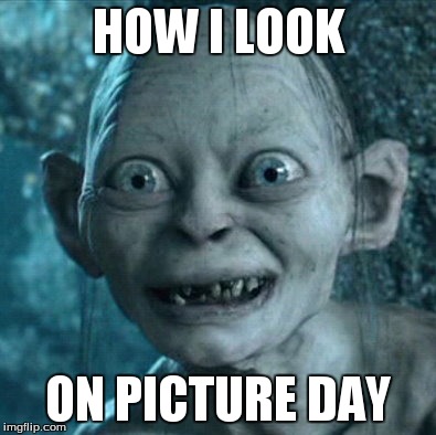 Gollum | HOW I LOOK ON PICTURE DAY | image tagged in memes,gollum | made w/ Imgflip meme maker