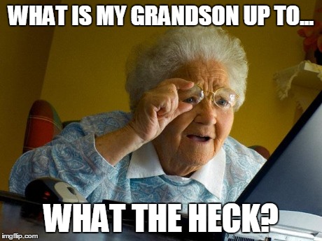 Grandma Finds The Internet | WHAT IS MY GRANDSON UP TO... WHAT THE HECK? | image tagged in memes,grandma finds the internet | made w/ Imgflip meme maker