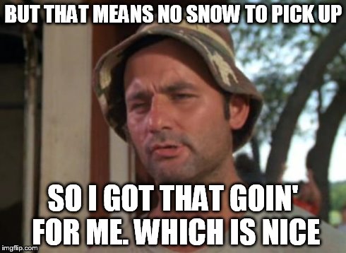 So I Got That Goin For Me Which Is Nice Meme | BUT THAT MEANS NO SNOW TO PICK UP SO I GOT THAT GOIN' FOR ME. WHICH IS NICE | image tagged in memes,so i got that goin for me which is nice | made w/ Imgflip meme maker