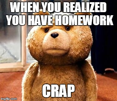 TED | WHEN YOU REALIZED YOU HAVE HOMEWORK CRAP | image tagged in memes,ted | made w/ Imgflip meme maker
