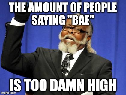 Too Damn High | THE AMOUNT OF PEOPLE SAYING "BAE" IS TOO DAMN HIGH | image tagged in memes,too damn high | made w/ Imgflip meme maker