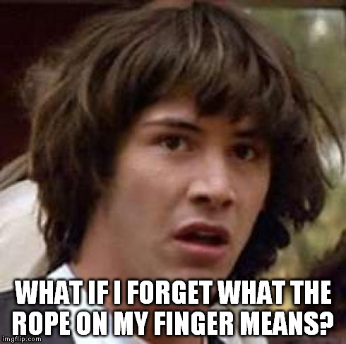 Conspiracy Keanu Meme | WHAT IF I FORGET WHAT THE ROPE ON MY FINGER MEANS? | image tagged in memes,conspiracy keanu | made w/ Imgflip meme maker