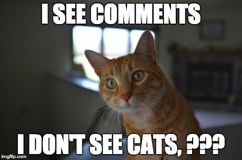 I SEE COMMENTS I DON'T SEE CATS, ??? | made w/ Imgflip meme maker
