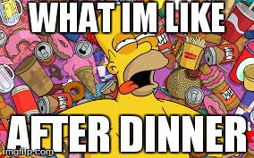 What I'm like after dinner | WHAT IM LIKE AFTER DINNER | image tagged in food,simpsons,what i'm like,chicken,funny | made w/ Imgflip meme maker