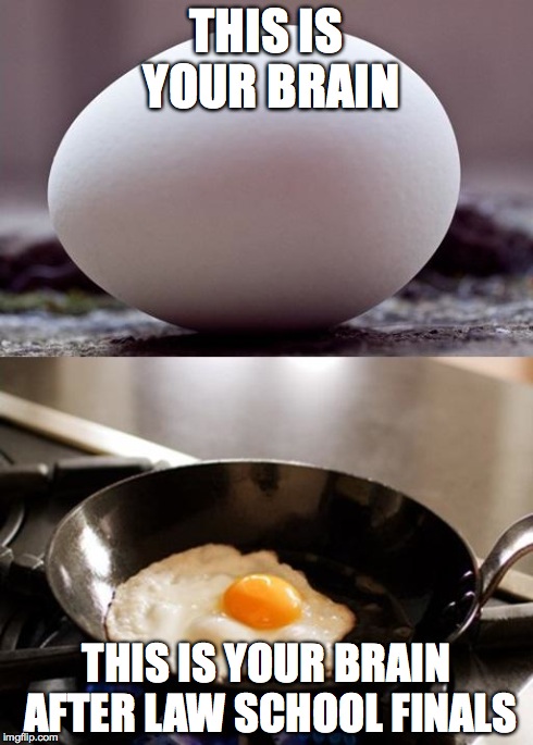 klm egg | THIS IS YOUR BRAIN THIS IS YOUR BRAIN AFTER LAW SCHOOL FINALS | image tagged in klm egg | made w/ Imgflip meme maker
