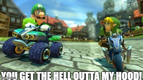 Death Stares | YOU GET THE HELL OUTTA MY HOOD! | image tagged in luigi death stare,mario kart 8 | made w/ Imgflip meme maker