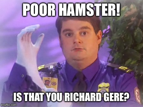 TSA Douche | POOR HAMSTER! IS THAT YOU RICHARD GERE? | image tagged in memes,tsa douche | made w/ Imgflip meme maker