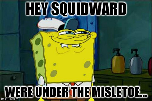 Don't You Squidward | HEY SQUIDWARD WERE UNDER THE MISLETOE... | image tagged in memes,dont you squidward | made w/ Imgflip meme maker
