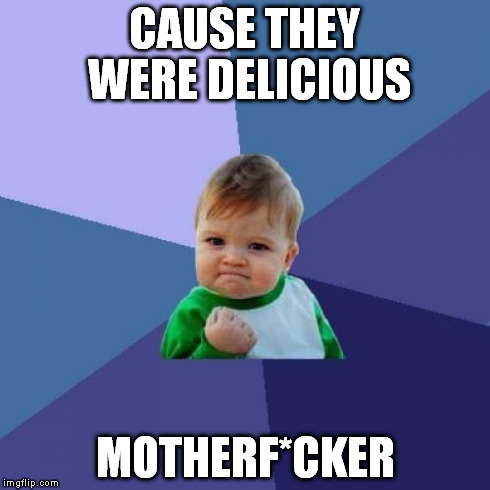 Success Kid Meme | CAUSE THEY WERE DELICIOUS MOTHERF*CKER | image tagged in memes,success kid | made w/ Imgflip meme maker