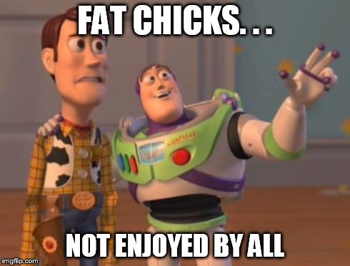 A difference of opinion | FAT CHICKS. . . NOT ENJOYED BY ALL | image tagged in memes,fat chick,cool,opinion,taste,x x everywhere | made w/ Imgflip meme maker