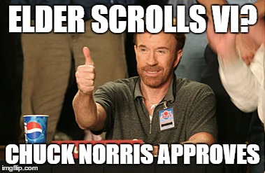 Chuck Norris Approves Meme | ELDER SCROLLS VI? CHUCK NORRIS APPROVES | image tagged in memes,chuck norris approves | made w/ Imgflip meme maker