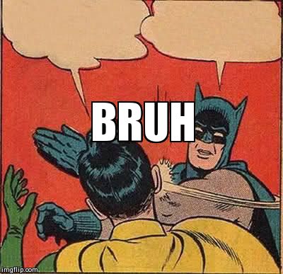 Batman Slapping Robin | BRUH | image tagged in memes,batman slapping robin | made w/ Imgflip meme maker