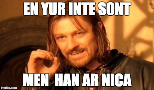 One Does Not Simply Meme | EN YUR INTE SONT MEN  HAN AR NICA | image tagged in memes,one does not simply | made w/ Imgflip meme maker