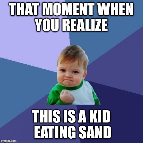 Success Kid Meme | THAT MOMENT WHEN YOU REALIZE THIS IS A KID EATING SAND | image tagged in memes,success kid | made w/ Imgflip meme maker