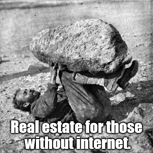 Real estate for those without internet. | image tagged in under a rock,memes | made w/ Imgflip meme maker