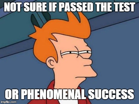 Futurama Fry Meme | NOT SURE IF PASSED THE TEST OR PHENOMENAL SUCCESS | image tagged in memes,futurama fry | made w/ Imgflip meme maker