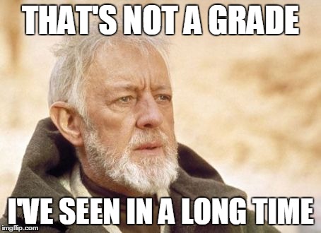 Obi Wan Kenobi | THAT'S NOT A GRADE I'VE SEEN IN A LONG TIME | image tagged in memes,obi wan kenobi,AdviceAnimals | made w/ Imgflip meme maker