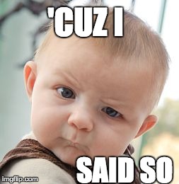 U HERD | 'CUZ I SAID SO | image tagged in memes,philosophy,angry baby,business baby,you have no power here,like a boss | made w/ Imgflip meme maker