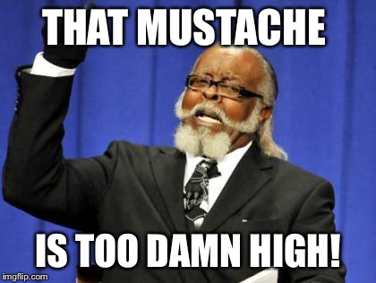 Too Damn High | THAT MUSTACHE IS TOO DAMN HIGH! | image tagged in memes,too damn high | made w/ Imgflip meme maker