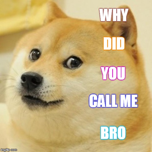Doge Meme | WHY DID YOU CALL ME BRO | image tagged in memes,doge | made w/ Imgflip meme maker