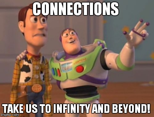 X, X Everywhere | CONNECTIONS TAKE US TO INFINITY AND BEYOND! | image tagged in memes,x x everywhere | made w/ Imgflip meme maker