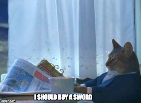 I Should Buy A Boat Cat | I SHOULD BUY A SWORD | image tagged in memes,i should buy a boat cat,AdviceAnimals | made w/ Imgflip meme maker