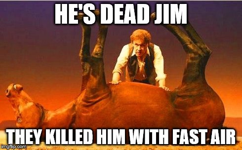 HE'S DEAD JIM THEY KILLED HIM WITH FAST AIR | image tagged in dead horse | made w/ Imgflip meme maker