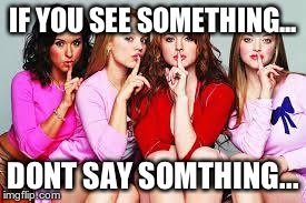 mean girls | IF YOU SEE SOMETHING... DONT SAY SOMTHING... | image tagged in mean girls | made w/ Imgflip meme maker