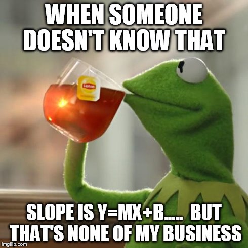 WHEN SOMEONE DOESN'T KNOW THAT SLOPE IS Y=MX+B..... 
BUT THAT'S NONE OF MY BUSINESS | image tagged in memes,but thats none of my business,kermit the frog | made w/ Imgflip meme maker