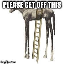 high horse | PLEASE GET OFF THIS | image tagged in high horse | made w/ Imgflip meme maker