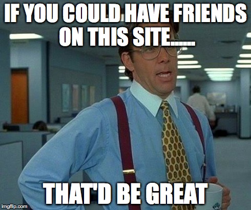 My idea
 | IF YOU COULD HAVE FRIENDS ON THIS SITE...... THAT'D BE GREAT | image tagged in memes,that would be great | made w/ Imgflip meme maker