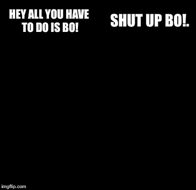 Batman Slapping Robin Meme | HEY ALL YOU HAVE TO DO IS BO! SHUT UP BO!. | image tagged in memes,batman slapping robin | made w/ Imgflip meme maker