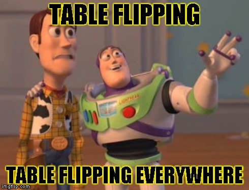 X, X Everywhere | TABLE FLIPPING TABLE FLIPPING EVERYWHERE | image tagged in memes,x x everywhere | made w/ Imgflip meme maker