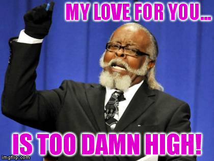 Too Damn High Meme | MY LOVE FOR YOU... IS TOO DAMN HIGH! | image tagged in memes,too damn high | made w/ Imgflip meme maker