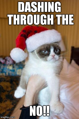 Grumpy Cat Christmas Meme | DASHING THROUGH THE NO!! | image tagged in memes,grumpy cat christmas,grumpy cat | made w/ Imgflip meme maker