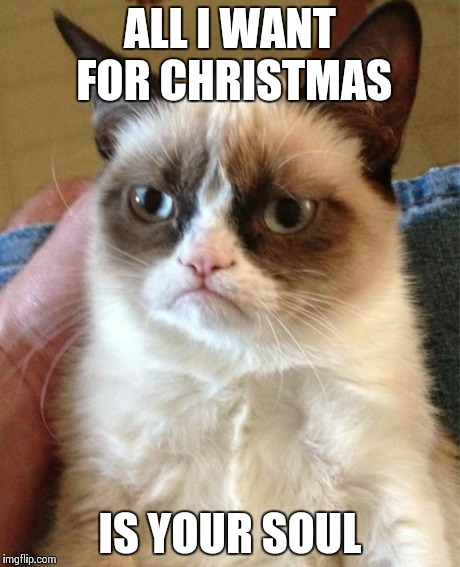 Grumpy Cat Meme | ALL I WANT FOR CHRISTMAS IS YOUR SOUL | image tagged in memes,grumpy cat | made w/ Imgflip meme maker